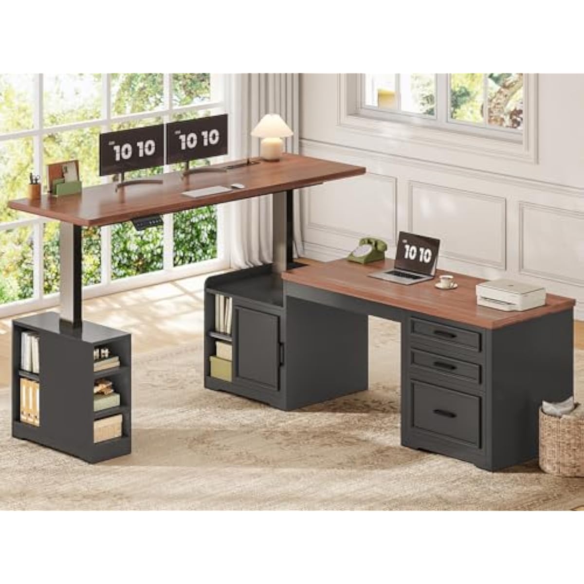 L Shaped Adjustable Electric D - Desk Setup L Shaped review and price