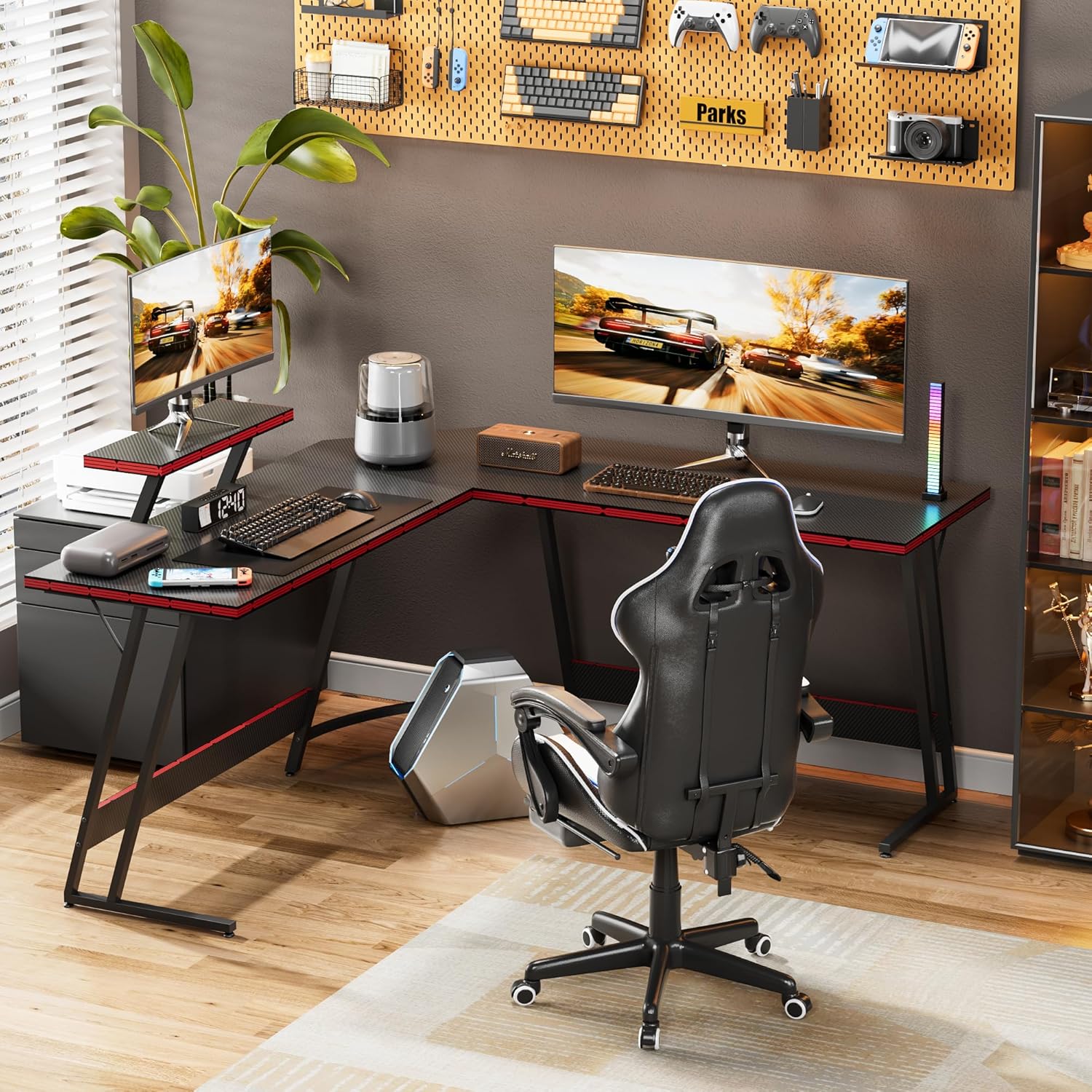L-Shaped Adjustable Gaming Des - Setup Desk Monitor review and price